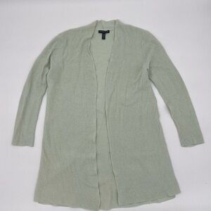 Eileen Fisher Open Front Cardigan Organic Linen‎ Blend – Light Green Size PL